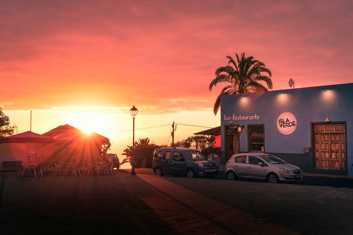 Cervecería Isla Verde in El Jesús at sunset
